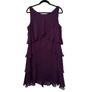 Camille La Vie Royal Prpl Tiered Beaded Dress Sz 18 MOB/MOG, Fairycore, Vintage